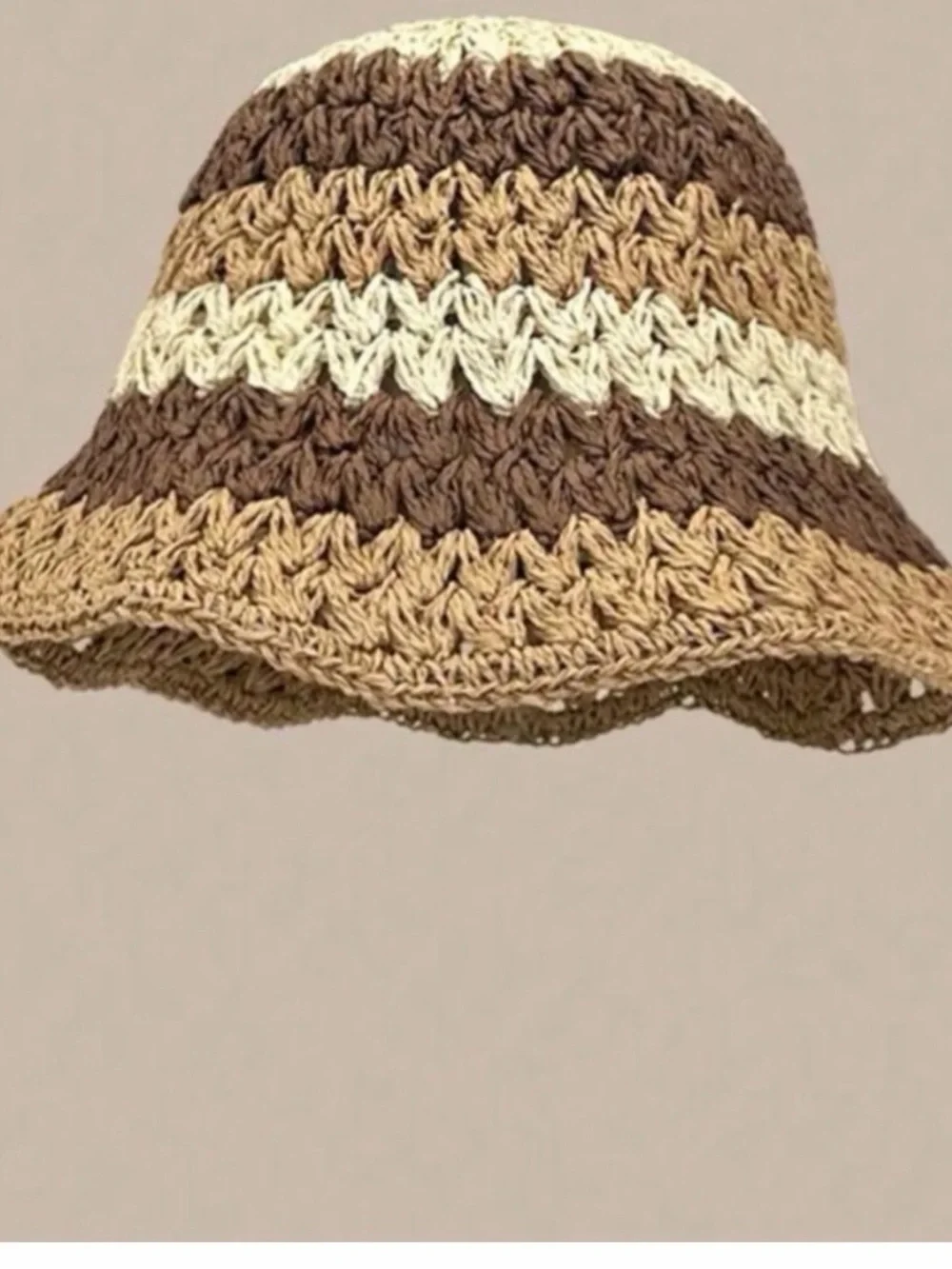 Color‎ Block Striped Straw Bucket Hat